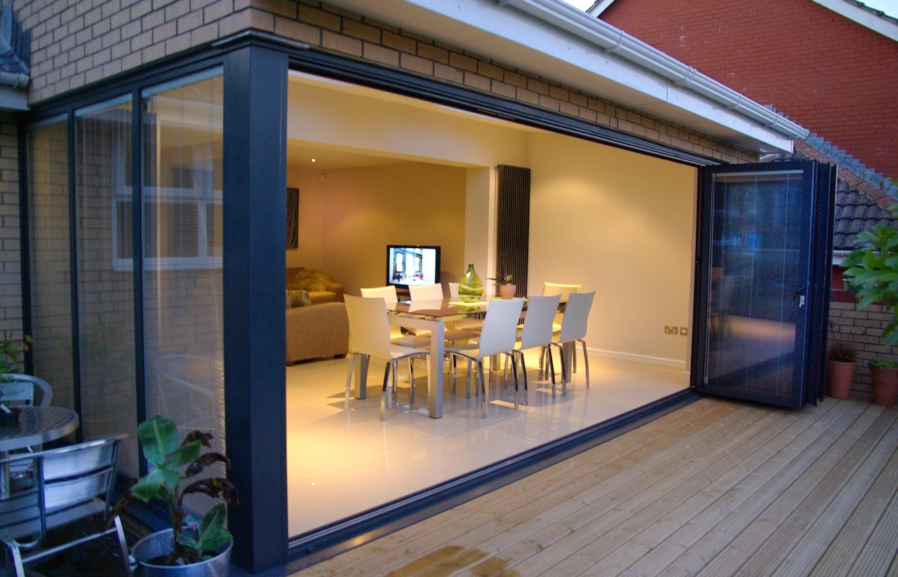 Bifold doors with integrated blinds devon
